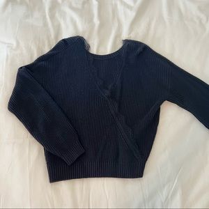 off-the-shoulder black sweater with lace details - Hollister size small